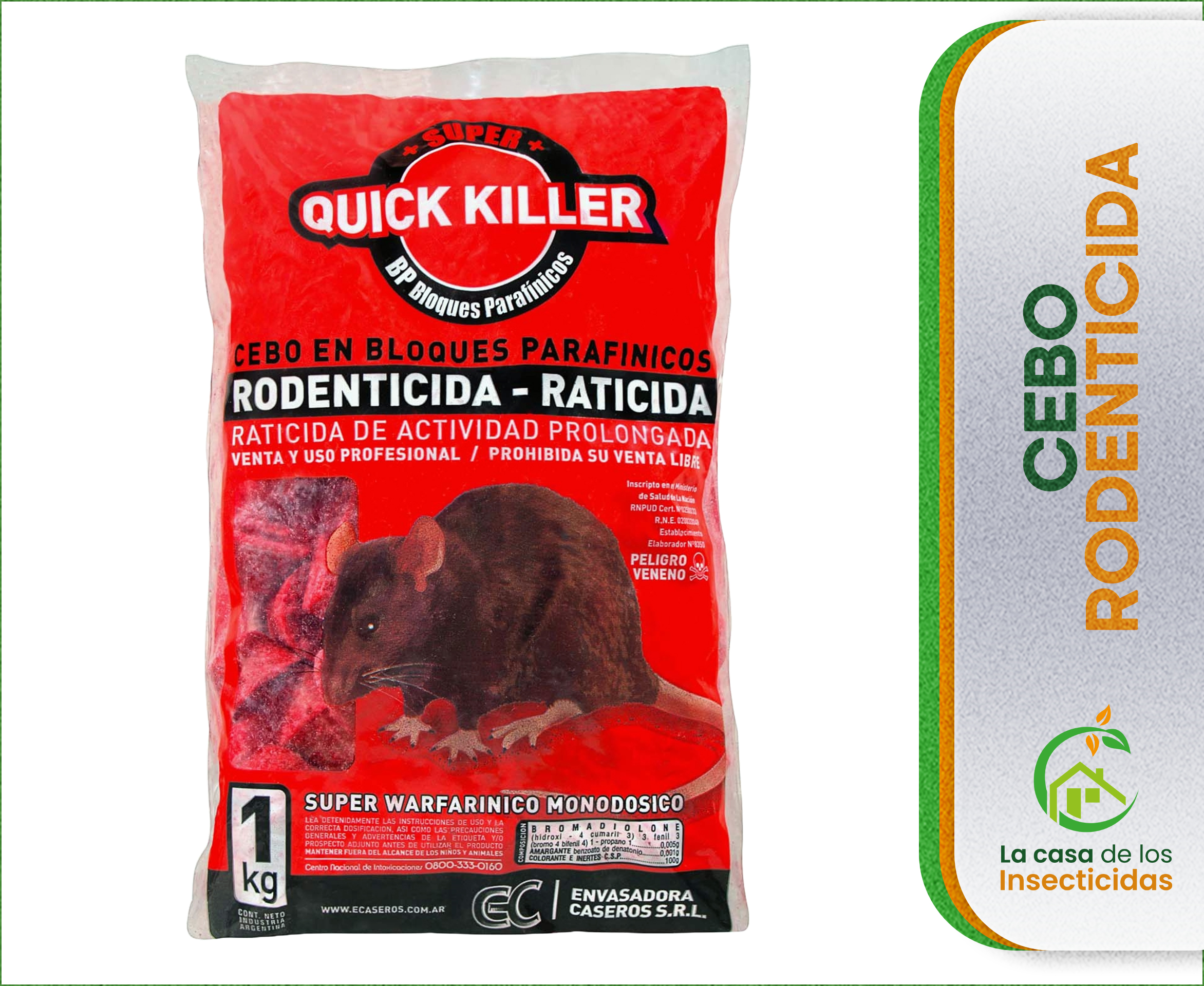 Super Quick Killer x 1 kg Bromadiolone bloques parafinicos